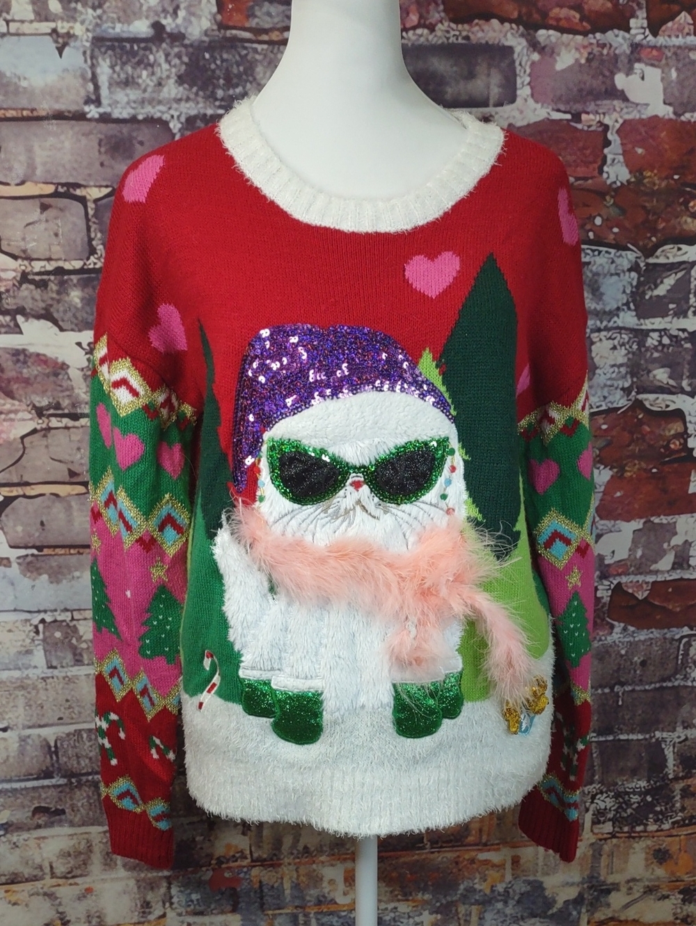 33 Degrees "Cool Cat" Christmas Sweater